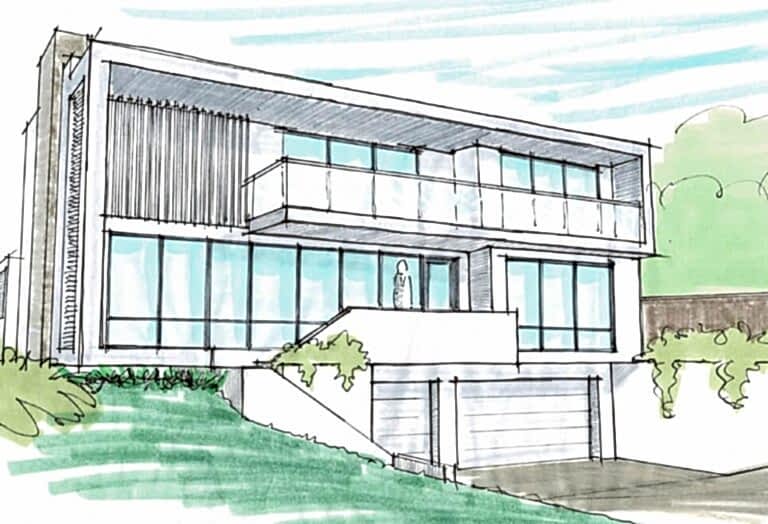 Sloping Block Elevation Drawing