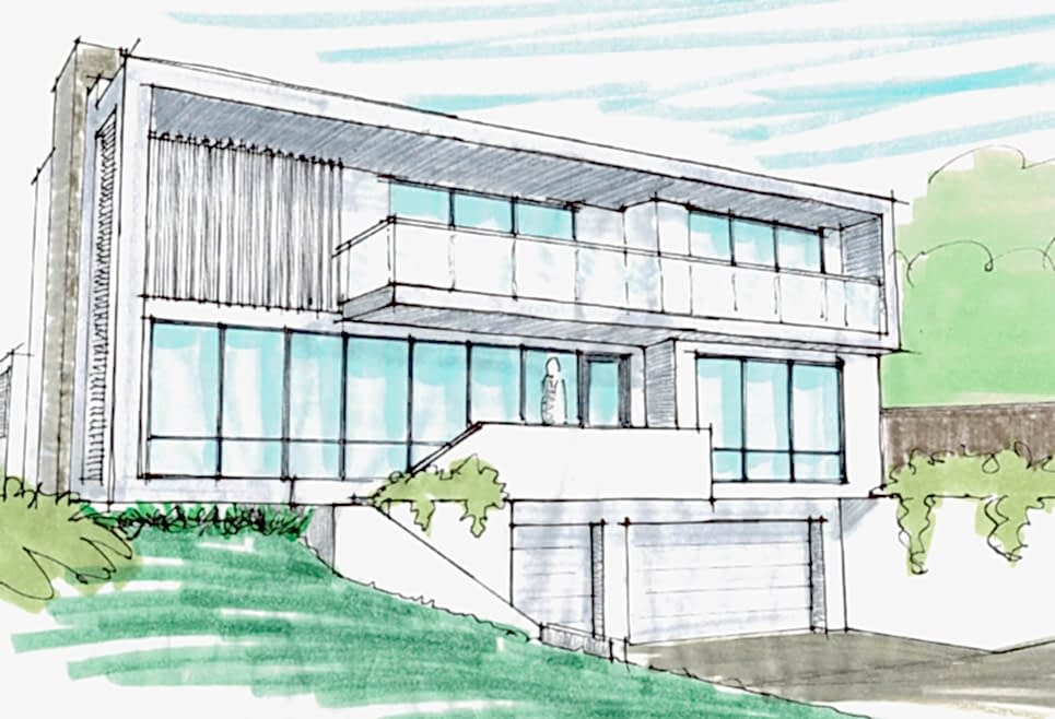 Sloping Block Elevation Drawing